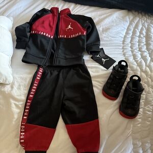 Jordan Kids' Black and Red Outfit with Sneakers